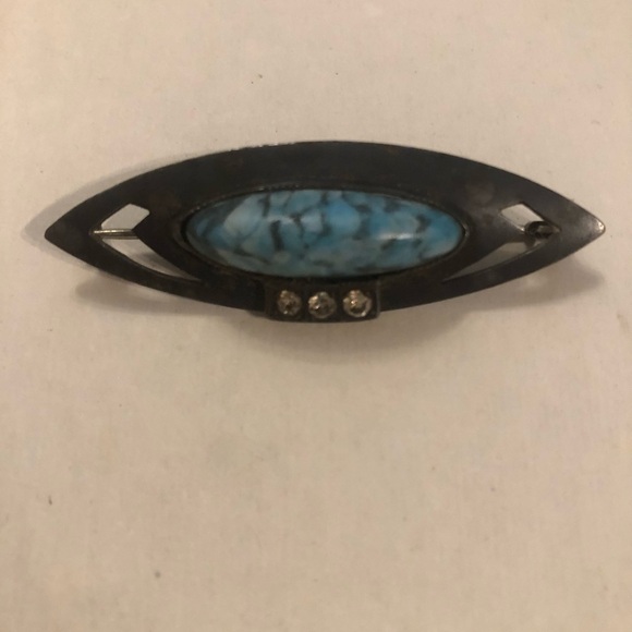 Vintage Blue And Black Brooch - Picture 2 of 4